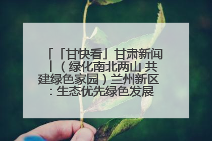 「甘快看」甘肃新闻丨（绿化南北两山 共建绿色家园）兰州新区：生态优先绿色发展 打造生态环保示范区