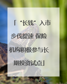 “长钱”入市步伐提速 保险机构积极参与长期投资试点