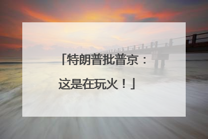 特朗普批普京：这是在玩火！