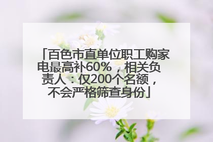 百色市直单位职工购家电最高补60％，相关负责人：仅200个名额，不会严格筛查身份