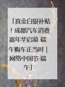 真金白银补贴！成都汽车消费嘉年华启幕 端午购车正当时｜网络中国节·端午