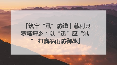 筑牢“汛”防线｜慈利县罗塔坪乡：以“迅”应“汛” 打赢暴雨防御战
