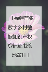福建首张数字乡村数据知识产权登记证书落地莆田