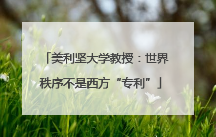 美利坚大学教授：世界秩序不是西方“专利”