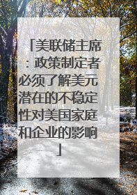美联储主席：政策制定者必须了解美元潜在的不稳定性对美国家庭和企业的影响