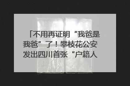 不用再证明“我爸是我爸”了！攀枝花公安发出四川首张“户籍人口直系亲属关系谱”
