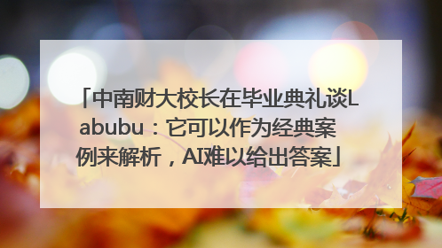 中南财大校长在毕业典礼谈Labubu：它可以作为经典案例来解析，AI难以给出答案