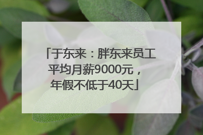 于东来：胖东来员工平均月薪9000元，年假不低于40天