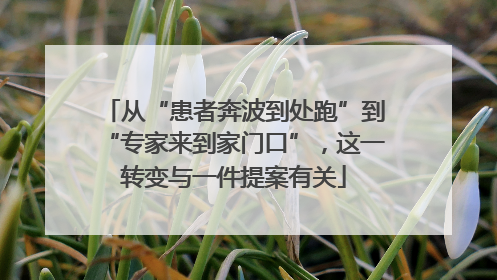 从“患者奔波到处跑”到“专家来到家门口”，这一转变与一件提案有关