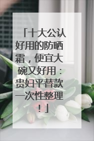 十大公认好用的防晒霜，便宜大碗又好用：贵妇平替款一次性整理！
