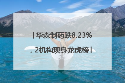 华森制药跌8.23%，2机构现身龙虎榜
