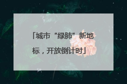 城市“绿肺”新地标，开放倒计时