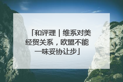 和评理｜维系对美经贸关系，欧盟不能一味妥协让步
