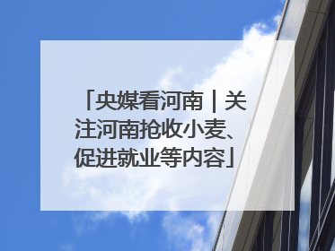 央媒看河南｜关注河南抢收小麦、促进就业等内容