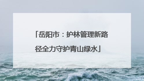 岳阳市：护林管理新路径全力守护青山绿水