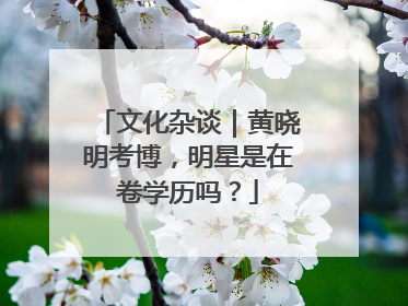 文化杂谈｜黄晓明考博，明星是在卷学历吗？