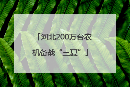 河北200万台农机备战“三夏”