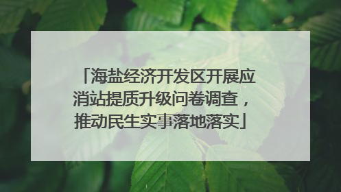 海盐经济开发区开展应消站提质升级问卷调查，推动民生实事落地落实