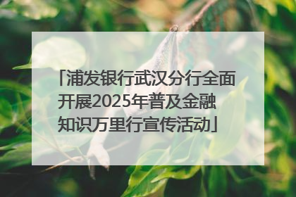 浦发银行武汉分行全面开展2025年普及金融知识万里行宣传活动