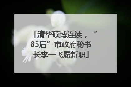 清华硕博连读，“85后”市政府秘书长李一飞履新职