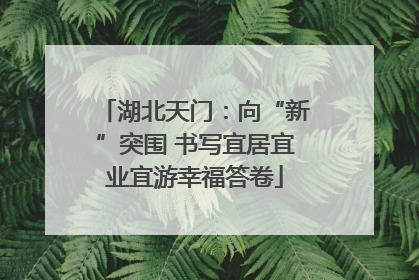 湖北天门：向“新”突围 书写宜居宜业宜游幸福答卷