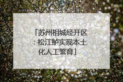 苏州相城经开区：松江鲈实现本土化人工繁育