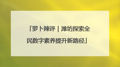 萝卜辣评｜潍坊探索全民数字素养提升新路径