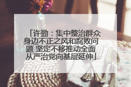 许勤：集中整治群众身边不正之风和腐败问题 坚定不移推动全面从严治党向基层延伸