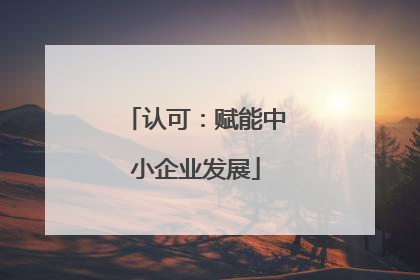 认可：赋能中小企业发展