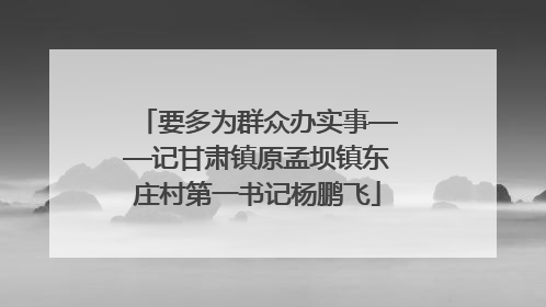 要多为群众办实事——记甘肃镇原孟坝镇东庄村第一书记杨鹏飞