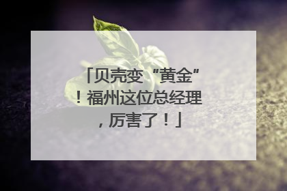 贝壳变“黄金”！福州这位总经理，厉害了！