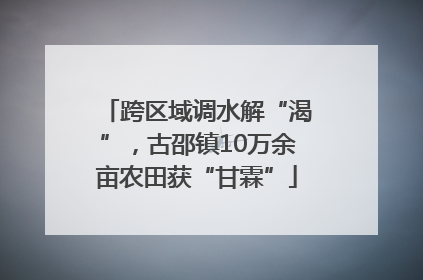 跨区域调水解“渴”，古邵镇10万余亩农田获“甘霖”