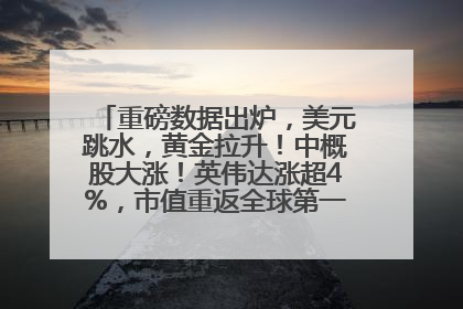 重磅数据出炉，美元跳水，黄金拉升！中概股大涨！英伟达涨超4%，市值重返全球第一！黄仁勋计划出售至多600万股股票