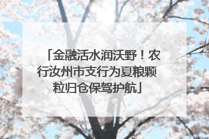 金融活水润沃野！农行汝州市支行为夏粮颗粒归仓保驾护航