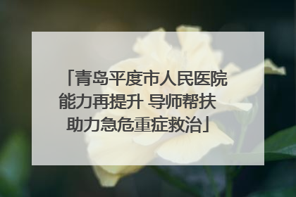 青岛平度市人民医院能力再提升 导师帮扶助力急危重症救治