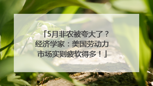 5月非农被夸大了？经济学家：美国劳动力市场实则疲软得多！