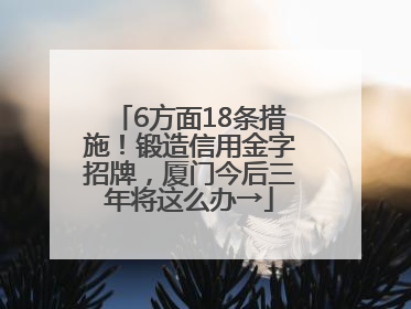 6方面18条措施！锻造信用金字招牌，厦门今后三年将这么办→